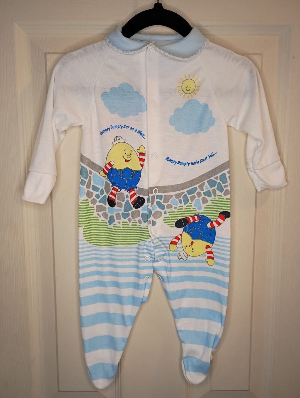 Vintage Humpty Dumpty Baby Footed One-Piece